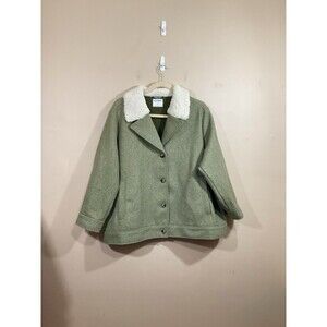 Old Navy Plus Size Womens Soft Brushed Sherpa Trim Jacket 4X Green Western Retro